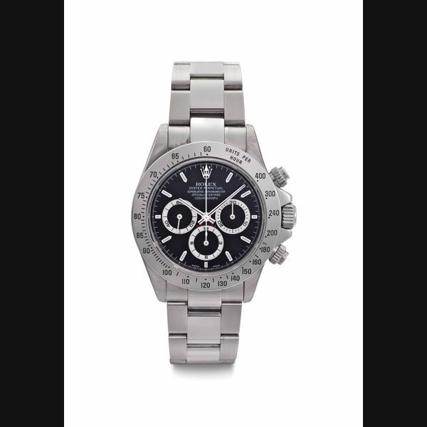 Rolex Rolex. A Fine and Rare Stainless Steel Chronograph Wristwatch for the Winner of Rolex 24 at Daytona in 2001 SIGNED ROLEX, OYSTER PERPETUAL, SUPERLATIVE CHRONOMETER, OFFICIALLY CERTIFIED, COSMOGRAPH DAYTONA, REF. 16520, CASE NO. P121544, CIRCA 2000