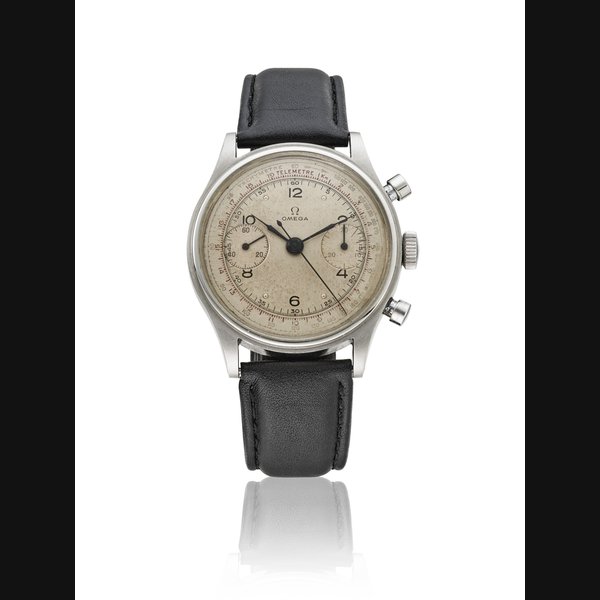 Omega OMEGA, STEEL TWO-TONE DIAL CHRONOGRAPH , REF. CK 2077-3 MOVEMENT NO. 9’600’420, CASE NO. 130, Price & Market Data