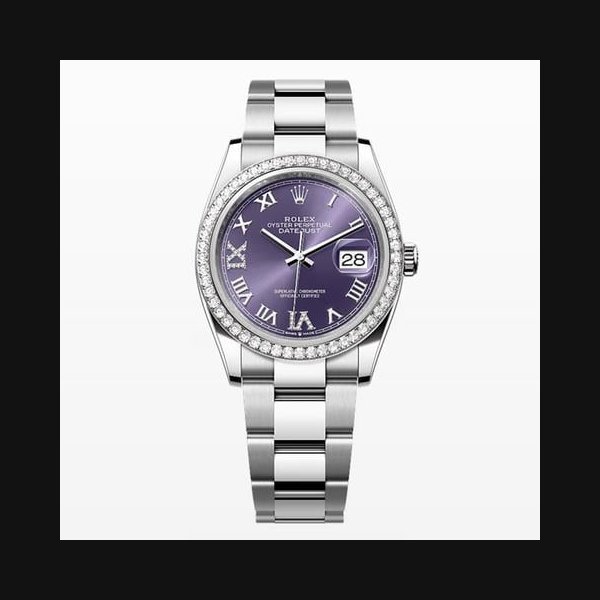 Rolex Rolex Datejust36 NEW 2024 Aubergine Purple Roman Pave69 Dial Diamond Bezel Stainless Oyster