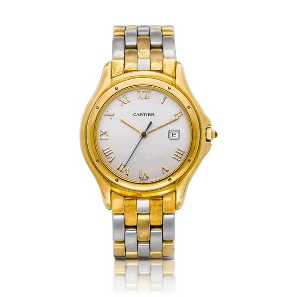 Cartier Cougar, Reference 887904C | A yellow gold and stainless steel wristwatch with date and bracelet, Circa 1995 | 卡地亞 | Cougar 型號887904C | 黃金及精鋼鏈帶腕錶，備日期顯示，約1995年製 · 887904C
