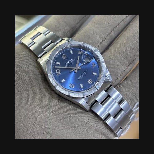 Rolex Rolex Oyster PerpetualDate 34mm Blue Dial Stainless Steel 15210 Great Condition