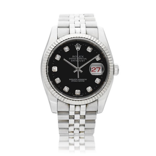 Rolex DateJust, Reference 116234 | A stainless steel and diamond-set wristwatch with roulette date and bracelet, Circa 2005 | 勞力士 DateJust 型號116234 | 精鋼鑲鑽石鏈帶腕錶，備 roulette 日期顯示，約2005年製 · 116234