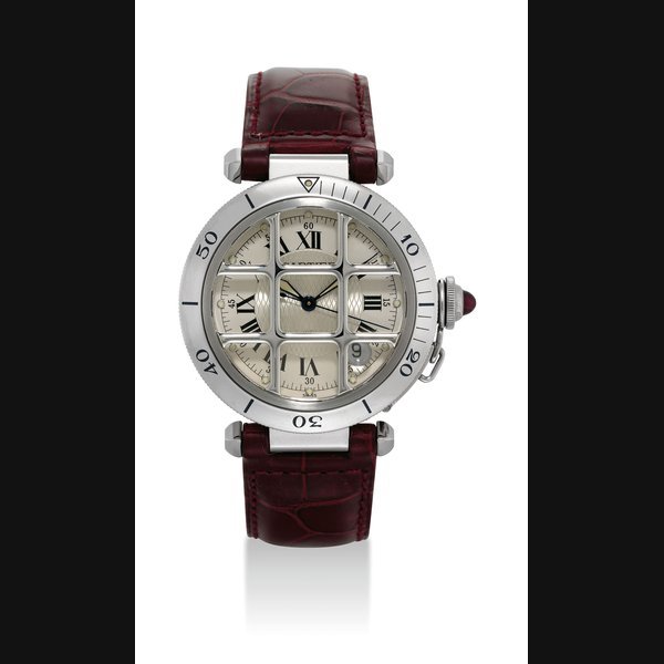 Cartier CARTIER. A STAINLESS STEEL LIMITED EDITION AUTOMATIC WRISTWATCH WITH SWEEP CENTRE SECONDS AND DATE SIGNED CARTIER, COLLECTIONS PRIVÉES, PASHA MODEL, NO. 709/1847, CIRCA 1997