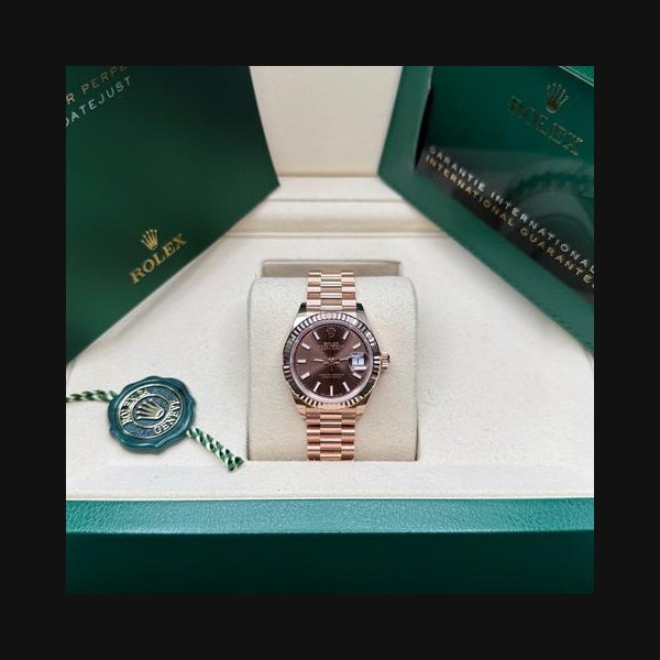Rolex Rolex Lady-DatejustNEW 2026 Chocolate Index Dial 18K Everose Gold Fluted Bezel President