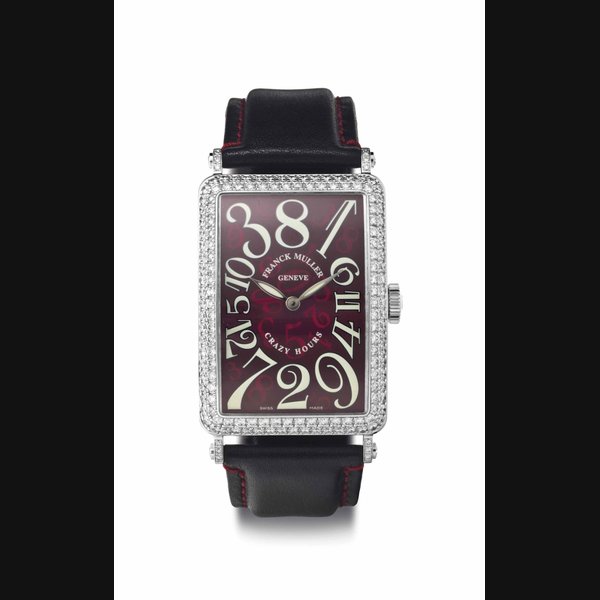 Franck Muller. An 18k White Gold and Diamond-Set Automatic Crazy Hours Wristwatch SIGNED FRANCK MULLER, GENÈVE, CRAZY HOURS, LONG ISLAND MODEL, NO. 104, NO. REF. 1200 CHD, CIRCA 2004