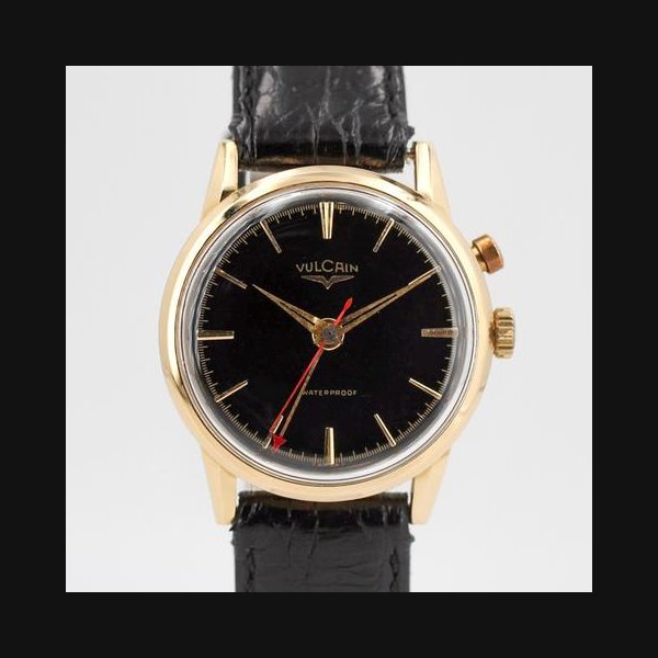 Vulcain 50s PresidentsCricket 50s Presidents Ref. S2381A - Black Gilt Glossy Dial - Yellow Gold from 50's - 34mm