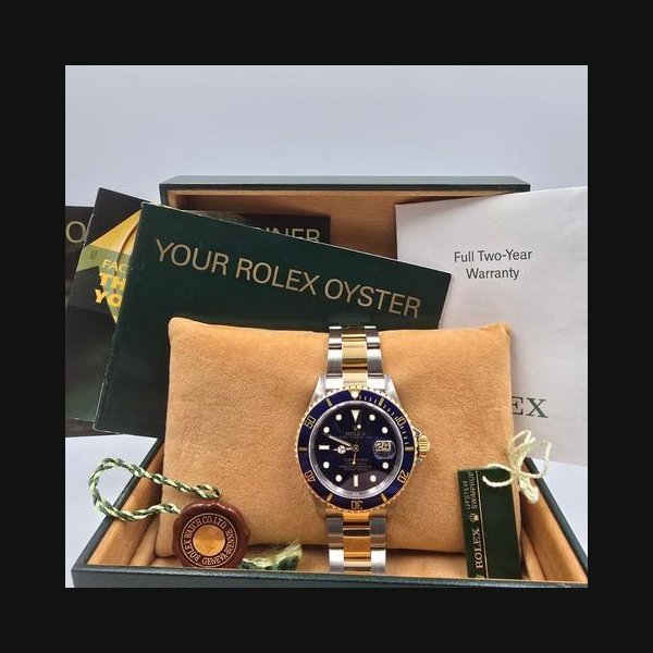 Rolex Rolex Submariner Date2006 FULL SET Submariner 16613 Blue Dial Two Tone Gold Clasp