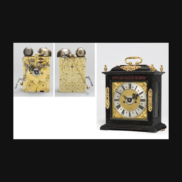  A Charles II ebony and gilt-brass mounted striking eight day table clock with pull quarter repeat and alarm EDWARD BURGIS, LONDON. CIRCA 1680