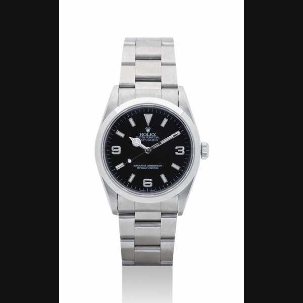 ROLEX. A STAINLESS STEEL WRISTWATCH WITH SWEEP CENTRE SECONDS AND BRACELET SIGNED ROLEX, OYSTER PERPETUAL, EXPLORER, REF. 14270, CASE NO. A816647, CIRCA 2000