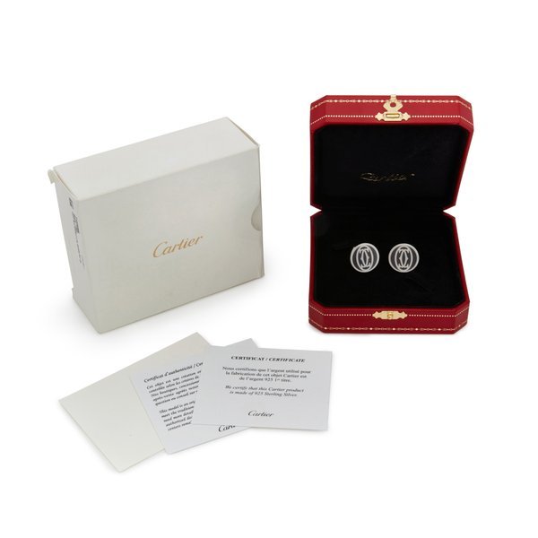 Cartier Double C Logo Decor | A pair of sterling silver cufflinks