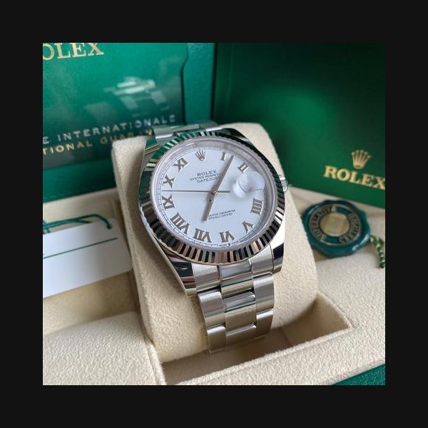 Rolex Rolex Datejust41 NEW 2023 White Roman Dial Fluted Bezel Oyster Bracelet