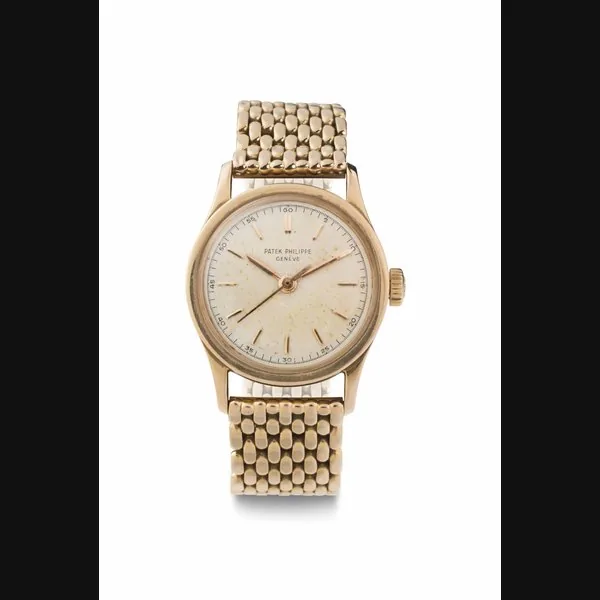 Patek Philippe. A Fine 18k Pink Gold Wristwatch with Center Seconds SIGNED PATEK PHILIPPE, GENEVE, CALATRAVA MODEL, REF. 2555, MOVEMENT NO. 709'237, CASE NO. 308'201, MANUFACTURED IN 1961