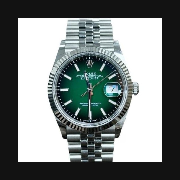 Rolex Datejust36mm Steel & White Gold Case Fluted Bezel Green Ombré Dial Jubilee Bracelet 126234 UNWORN - Warranty start: 2026