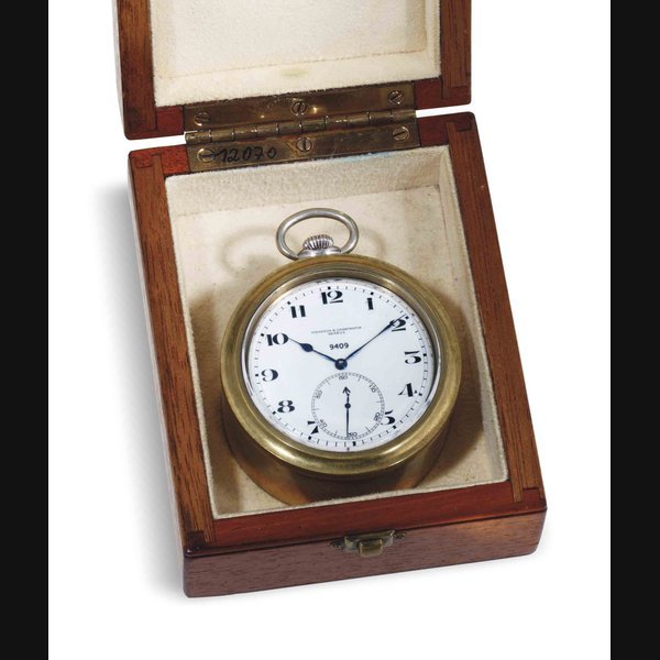Vacheron Constantin Vacheron Constantin. A Silver Openface Keyless Lever Deck Watch In A Wooden Deck Box SIGNED VACHERON & CONSTANTIN, GENEVE, CHRONOMETRE ROYAL, NO. 9409, MOVEMENT NO. 369'409, CASE NO. 274'361, MANUFACTURED IN 1943