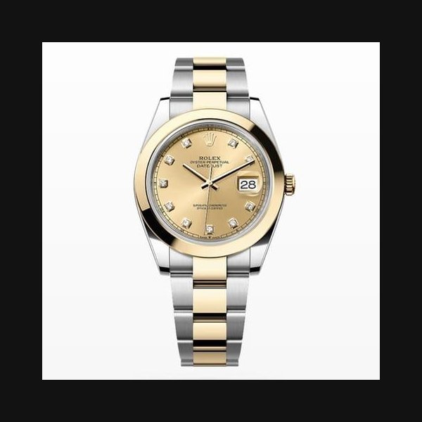 Rolex Rolex Datejust41 NEW 2024 Champagne Diamond Dial Two Tone Yellow Gold Smooth Bezel Oyster