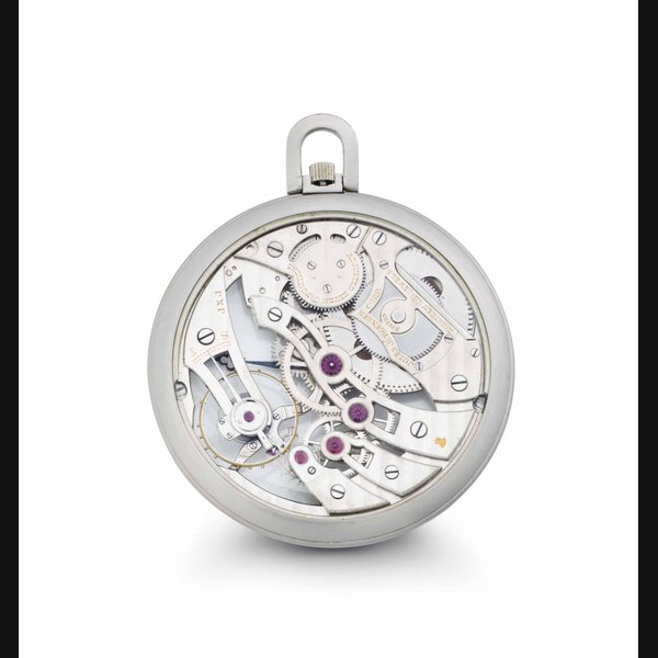 Jules Jürgensen. A Fine 18k White Gold Skeletonized Openface Keyless Lever Dress Watch with Original Certificate and Box SIGNED JULES JÜRGENSEN, CORP. MOVEMENT NO. 118'106, MANUFACTURED IN 1937