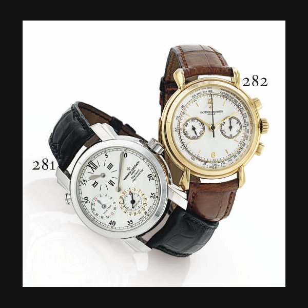 VACHERON CONSTANTIN. AN 18K WHITE GOLD AUTOMATIC DUAL TIME ZONE WRISTWATCH WITH DATE AND REGULATOR DIAL SIGNED VACHERON CONSTANTIN, GENEVE, "MALTE DUAL TIME RÉGULATEUR CHRONOMETER", MOVEMENT NO. 909188, CASE NO. 728804, REF. 42005, CIRCA 2000