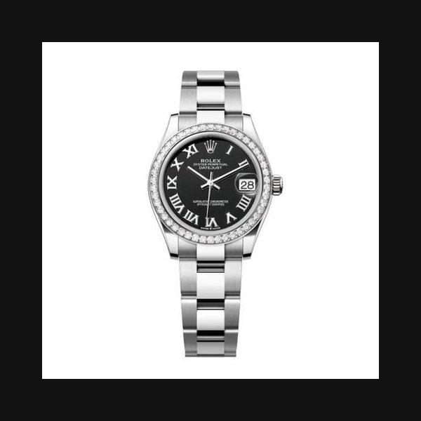 Rolex Datejust31 NEW 2025 Black Roman Dial Diamond Bezel Stainless Steel Oyster Bracelet Ref. 278384RBR