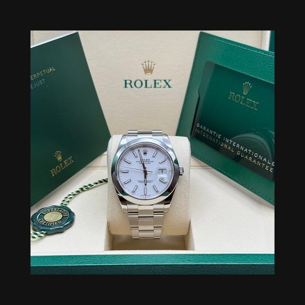 Rolex Datejust41 NEW 2025 White Index Dial Stainless Steel Smooth Bezel Oyster Bracelet Ref. 126300