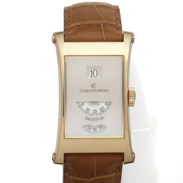 Chronoswiss Chronoswiss. A Limited Edition 18K gold manual wind wristwatch with jump hour Digiteur, Ref:CH1371R, No.52/99, Circa 2005