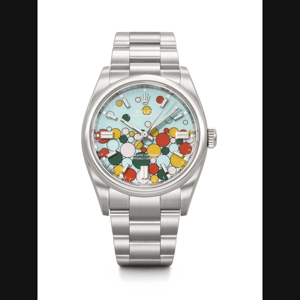 ROLEX. A RARE AND PLAYFUL STAINLESS STEEL AUTOMATIC WRISTWATCH WITH SWEEP CENTRE SECONDS AND BRACELET OYSTER PERPETUAL 'CELEBRATION' MODEL, REF. 126000, CIRCA 2023