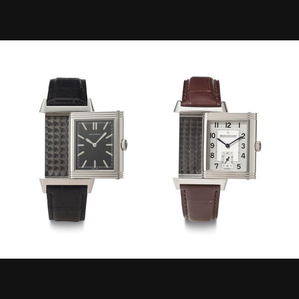 Jaeger-Lecoultre Jaeger-LeCoultre. A Lot of Two Stainless Steel Reverso Wristwatches BOTH SIGNED JAEGER-LECOULTRE, THE FIRST REVERSO GRANDE TAILLE, NO. 2687246, THE SECOND GRANDE REVERSO ULTRA THIN TRIBUTE TO 1931, BOTH CIRCA 2011