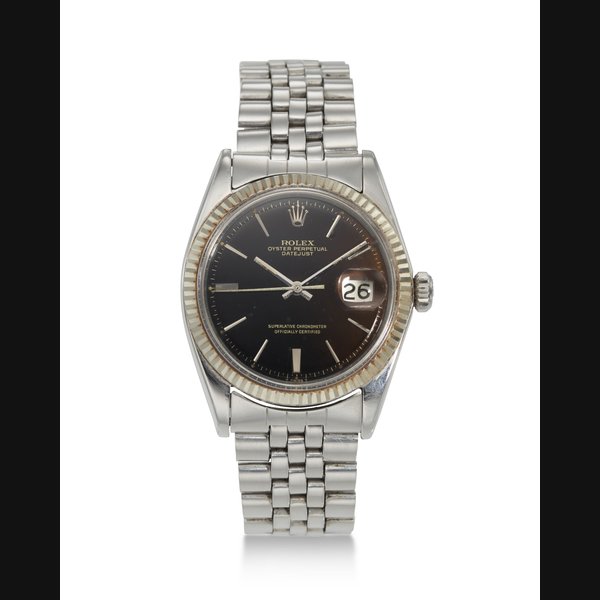 ROLEX, REF. 1601, DATEJUST, A VERY FINE STEEL AND 18K WHITE GOLD WRISTWATCH WITH DATE AND “TROPICAL” OMBRÉ DIAL