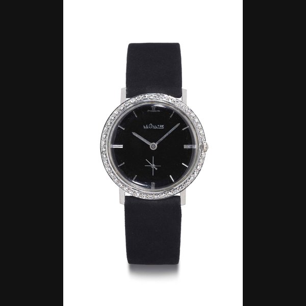 LECOULTRE. A 14K WHITE GOLD AND DIAMOND WRISTWATCH SIGNED LECOULTRE, CASE NOS. 789146 AND 203, CIRCA 1955