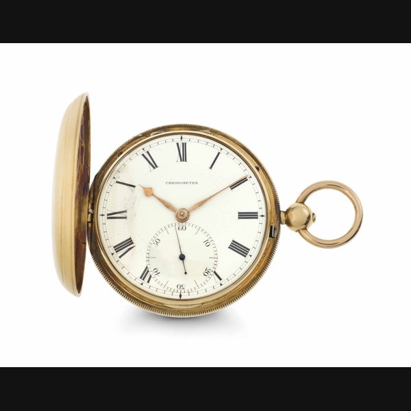 Rivers & Son. A Fine 18 Gold Openface Keywound Pocket Chronometer with Helical Hairspring SIGNED RIVERS & SON, CORNILL, LONDON, CASE NO. 7227 AND STAMPED FR&C, EARLY 19TH CENTURY