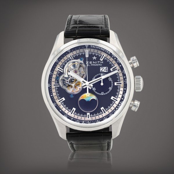 Zenith El Primero Chronomaster Open Grande date, reference 03.2160.4047 Montre bracelet en acier avec chronographe et date | Stainless steel chronograph wristwatch with date Vers 2015 | Circa 2015
