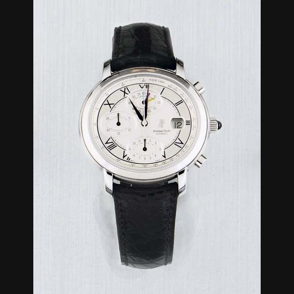 Audemars Piguet Audemars Piguet. A Stainless Steel Oval Automatic Chronograph Wristwatch with date SIGNED AUDEMARS PIGUET, MILLENARY, CASE NO D 77017, CIRCA 2000