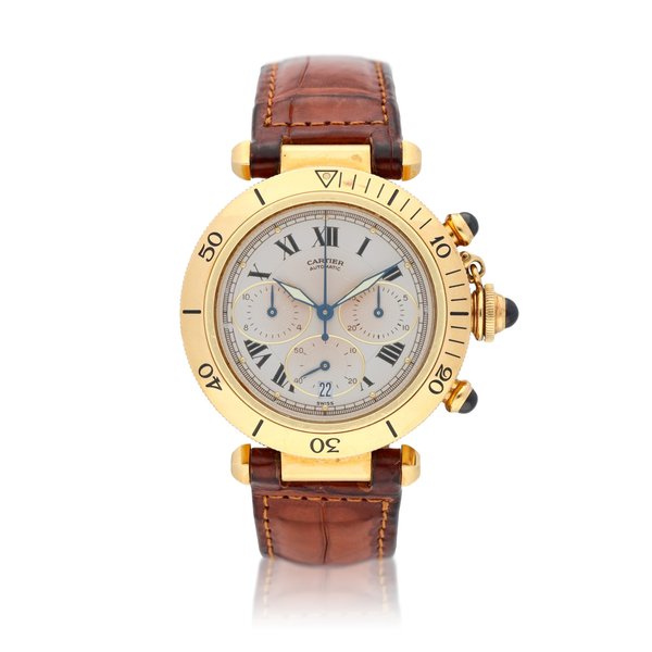 Cartier Pasha reference 2111 A yellow gold automatic chronograph wristwatch with date, Circa 1997