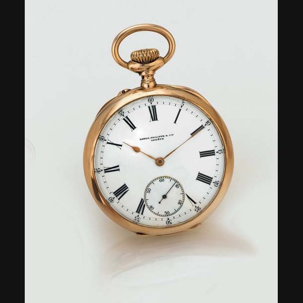 PATEK PHILIPPE. AN 18K GOLD OPENFACE KEYLESS LEVER POCKET WATCH SIGNED PATEK PHILIPPE & CIE., GENEVE, MOVEMENT NO. 113151, CASE NO. 228278, RETAILED BY GONDOLO Y LABOURIAU, CIRCA 1901