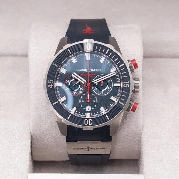 Ulysse Nardin Diver Chronograph Hammerhead Shark 44 Titanium / Ceramic / Blue / Strap - Limited to 300 Pieces Ref. 1503-170LE-3/93-HAMMER