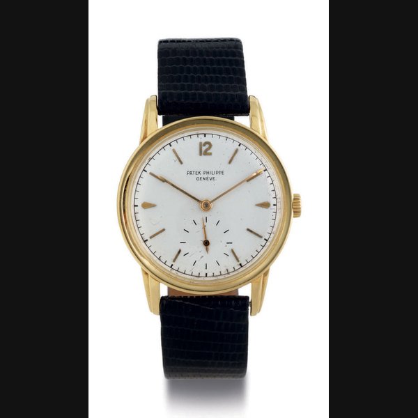PATEK PHILIPPE. AN 18K GOLD WRISTWATCH SIGNED PATEK PHILIPPE, GENEVA, MOVEMENT NO. 723361, CASE NO. 681761, REF. NO. 2452, MANUFACTURED IN 1954