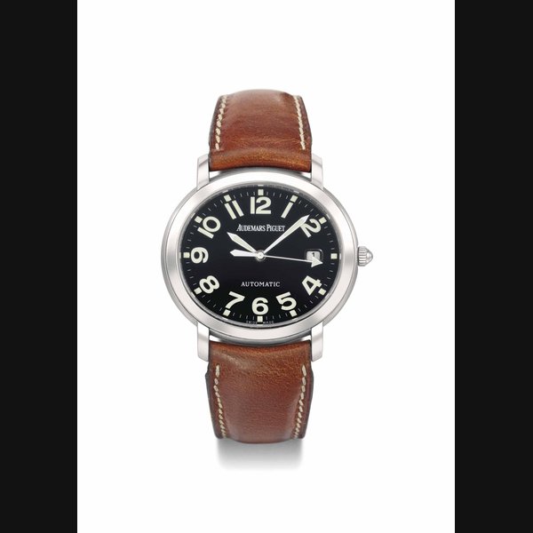 Audemars Piguet. A stainless steel oblong self-winding wristwatch with black dial, sweep centre seconds and date SIGNED AUDEMARS PIGUET, MILLENARY, REF. 15016ST/O/0642 /01, MOVEMENT NO. 428055, CASE NO. D84181, CIRCA 1997