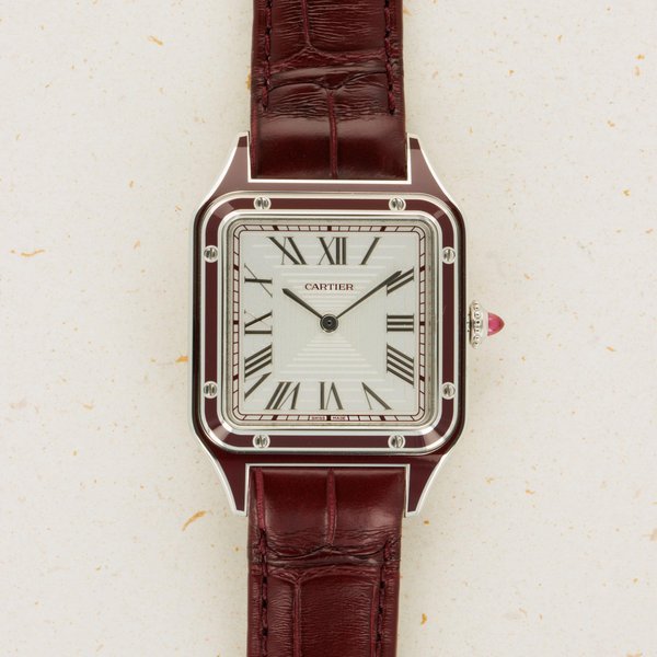Cartier Cartier Santos Dumont Burgundy Lacquered Platinum CRWGSA0053