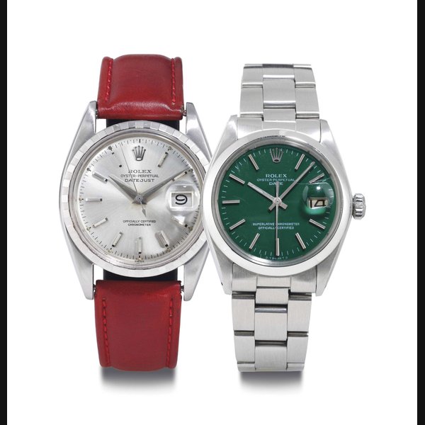 ROLEX. A PAIR OF STAINLESS STEEL AUTOMATIC WRISTWATCHES WITH DATE AND CENTER SECONDS SIGNED ROLEX, OYSTER PERPETUAL, CIRCA 1966/1953