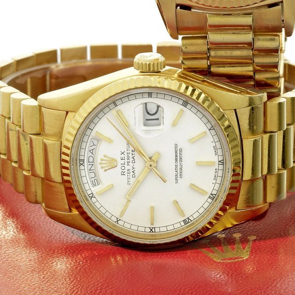 Rolex Rolex. An 18ct gold automatic calendar bracelet watch Day-Date, Ref:18038, Serial No.983****, Movement No.187****, Circa 1986 · 18038