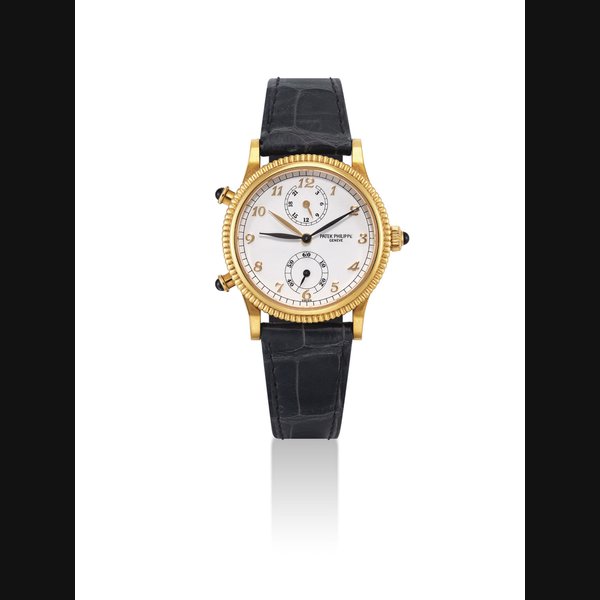 PATEK PHILIPPE. A LADY'S FINE 18K GOLD DUAL TIME WRISTWATCH WITH 24 HOURS INDICATION SIGNED PATEK PHILIPPE, GENEVE, TRAVEL TIME MODEL, REF. 4864, MOVEMENT NO. 3'082'494, CASE NO. 4'065'951, CIRCA 1999