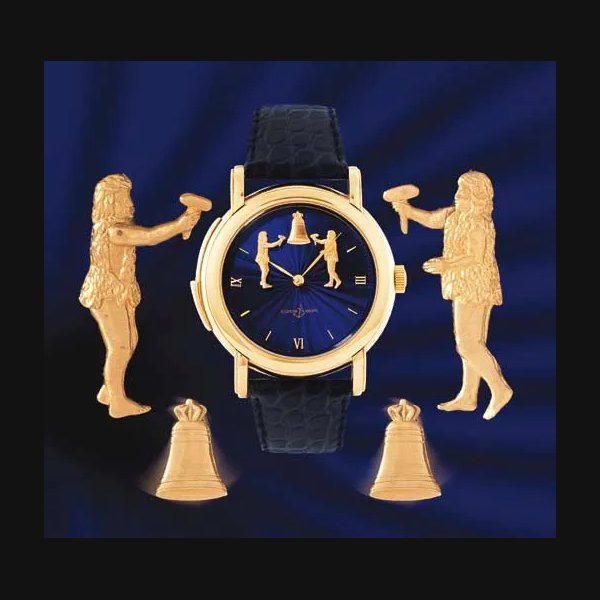 Ulysse Nardin ULYSSE NARDIN. A FINE AND RARE LIMITED EDITION 18K GOLD MINUTE REPEATING WRISTWATCH WITH JACQUEMARTS · 701-22