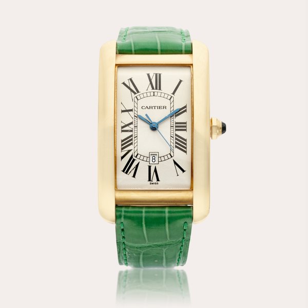 Cartier Reference 1740 Tank Americaine | A yellow gold automatic wristwatch with date, Circa 2005