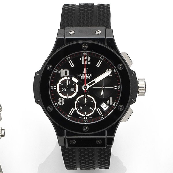Hublot. A black ceramic automatic calendar chronograph wristwatch Big Bang Magic, Ref:341, Case No.636259, Movement No.03754, Recent
