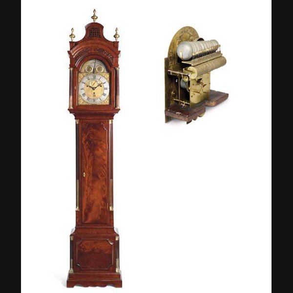 A fine George III mahogany musical longcase clock JOHN MONKHOUSE, LONDON. CIRCA 1775