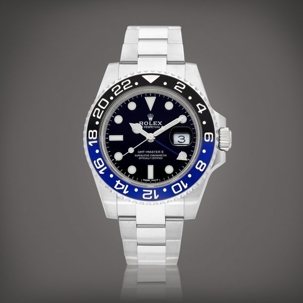 Rolex GMT-Master II “Batman”, Reference 116710BLNR | A stainless steel dual time zone wristwatch with date and bracelet, Circa 2019 勞力士 |GMT-Master II "Batman" 型號116710BLNR | 精鋼兩地時間鏈帶腕錶，備日期顯示，約2019年製 · 116710BLNR