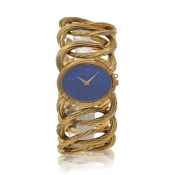 Piaget Ref. 9852 D65  Yellow gold wristwatch with lapis lazuli dial   Circa 1970