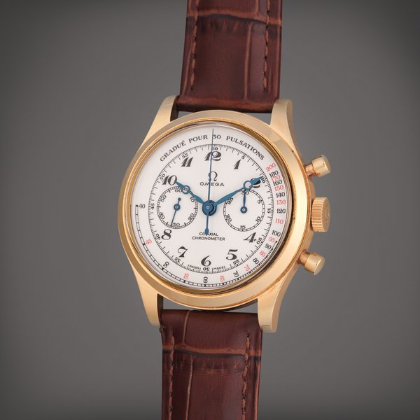 Omega Reference 516.53.39.50.09.001 Museum Collection No. 10 | A limited edition yellow gold chronograph wristwatch with pulsation dial, Circa 2010