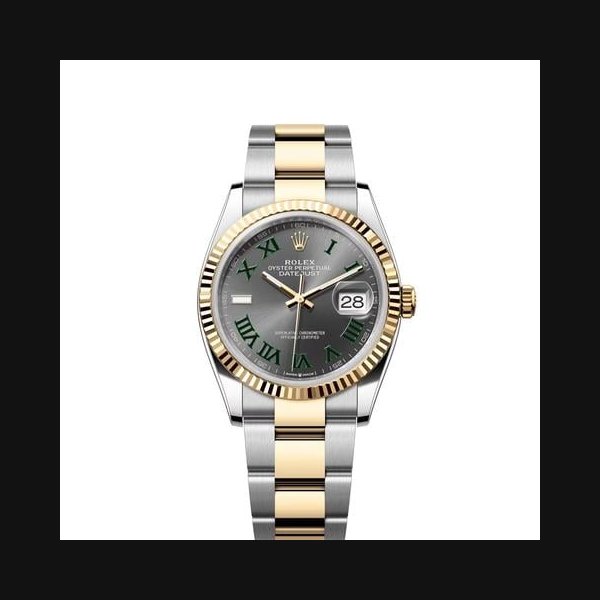 Rolex Datejust36 Wimbledon Dial Two Tone Yellow Gold Fluted Oyster Bracelet Ref. 126233