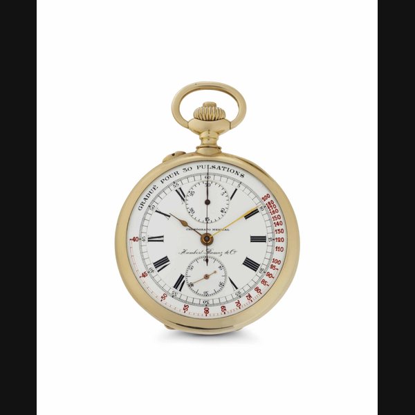 Humbert-Ramuz. A Fine 18k Gold Open Face Keyless Lever Pocket Watch with Pulsation Dial SIGNED HUMBERT-RAMUZ & CO, CHRONÓGRAFO MEDICAL, CASE NO. 77'514, LATE 19TH CENTURY