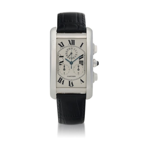 Cartier Tank Americaine  White gold chronograph wristwatch   Circa 1998